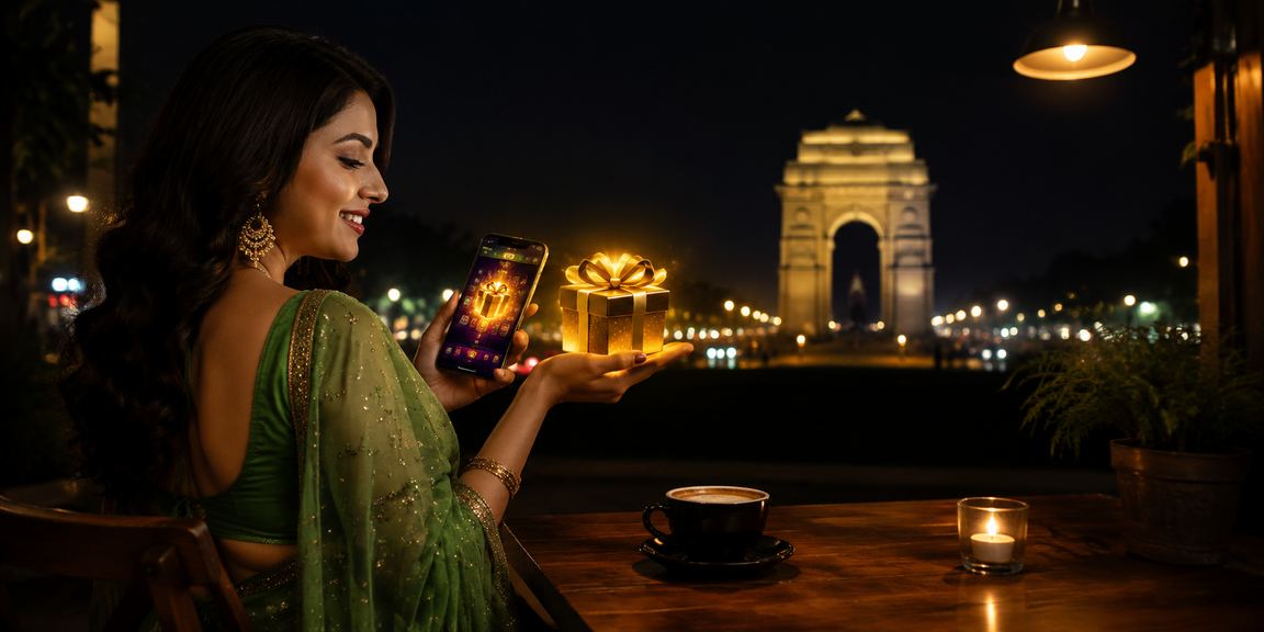 User registering on a mobile device near India Gate Delhi
