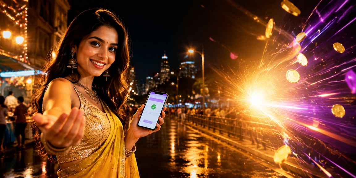 User logging in on mobile device at Mumbai Bandra market